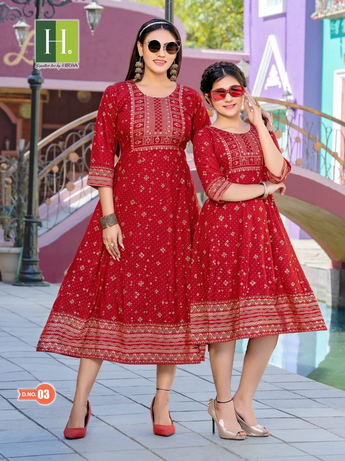 Ridhi Shidhi By Hirwa Daughter Printed Anarkali Kurti Collection
